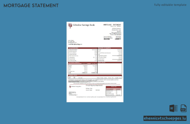 Beispiel eines Hypothekenkontoauszugs der Gibraltar Savings Bank (Vorschau)